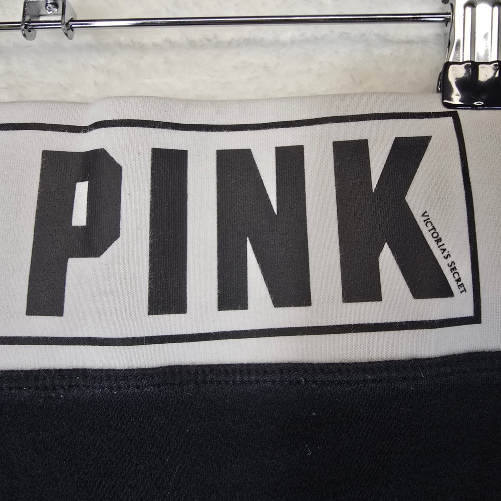 Pink Victoria Secret Yoga Leggings Women Medium Black White Logo SPELL OUT Yoga - Picture 3 of 12